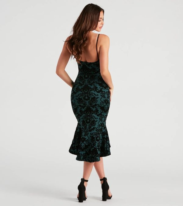 In The Garden Floral Velvet Midi Dress - Image 2