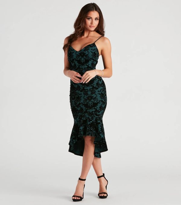 In The Garden Floral Velvet Midi Dress - Image 3