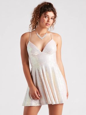 Night Of Perfection Sequin Skater Dress