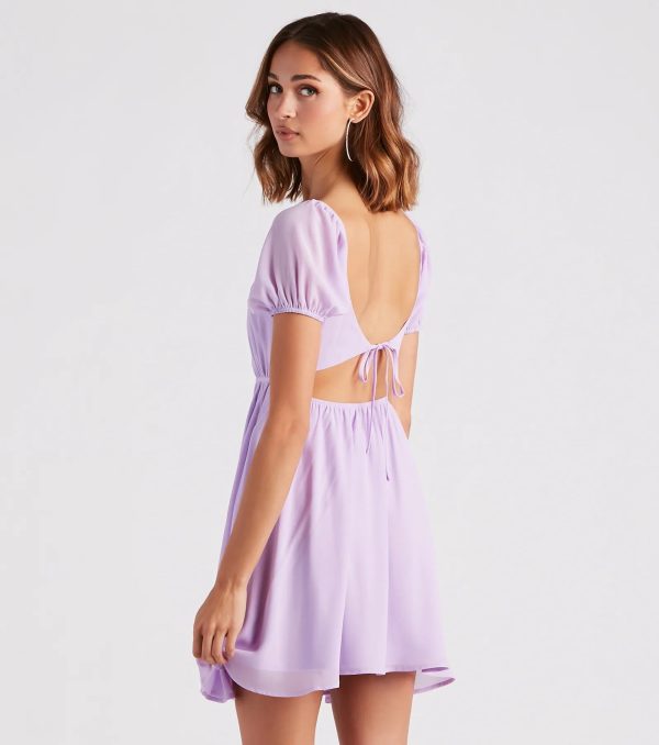 Spring Forward Chiffon Puff Sleeve Skater Dress - Image 2