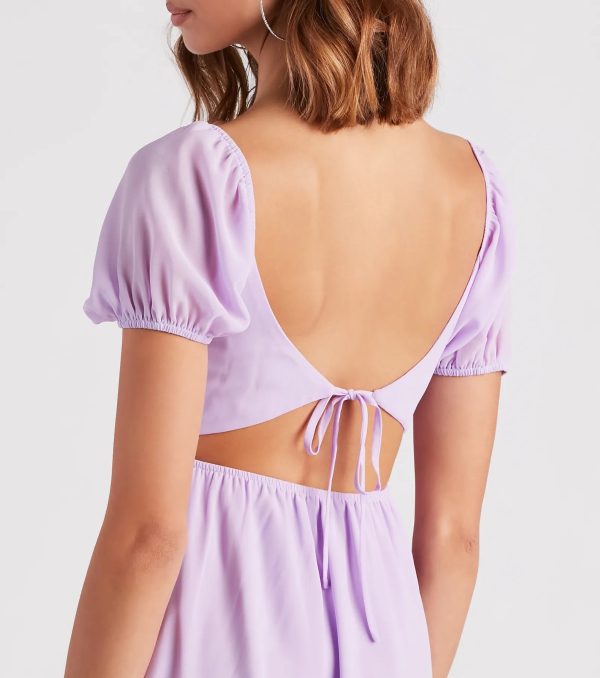 Spring Forward Chiffon Puff Sleeve Skater Dress - Image 4