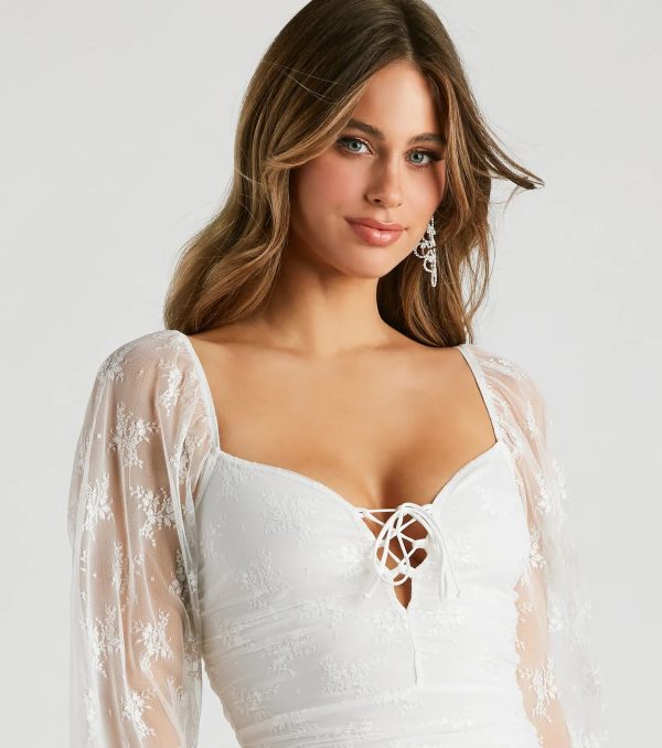 Sweet Allure Long Sleeve Lace Mini Dress - Image 4