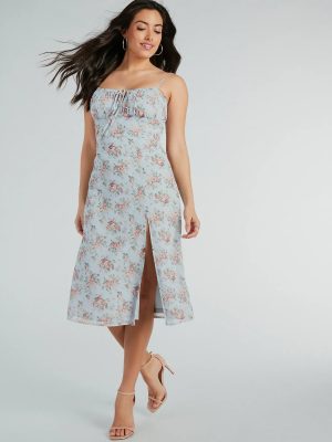 Garden Of Roses Chiffon Midi Dress