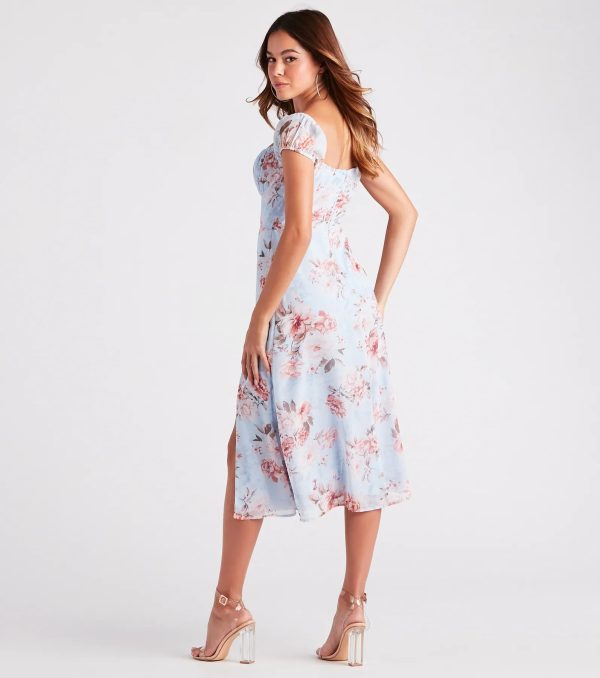Fresh Breeze Floral Chiffon Midi Dress - Image 2