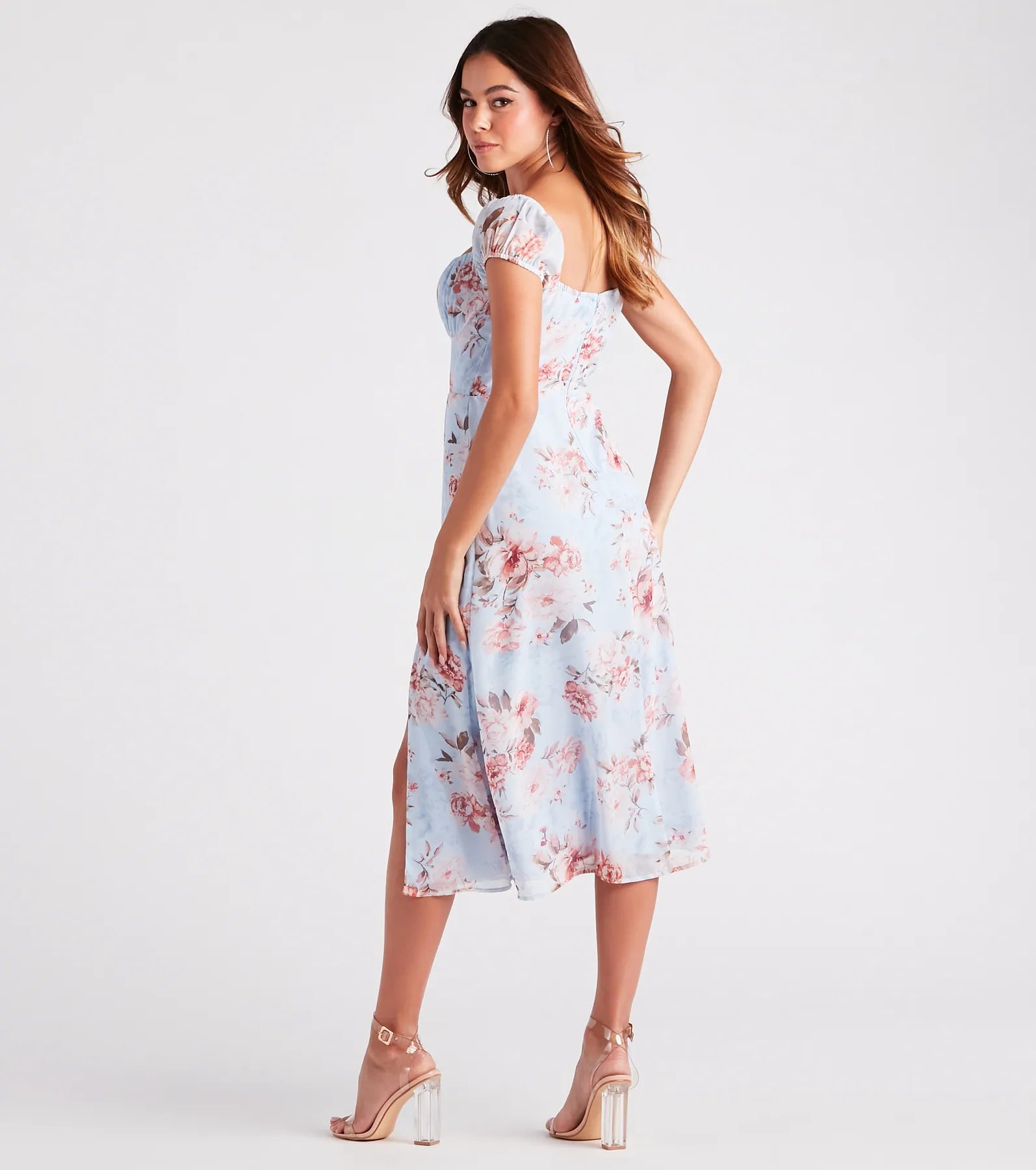 Fresh Breeze Floral Chiffon Midi Dress - Image 2