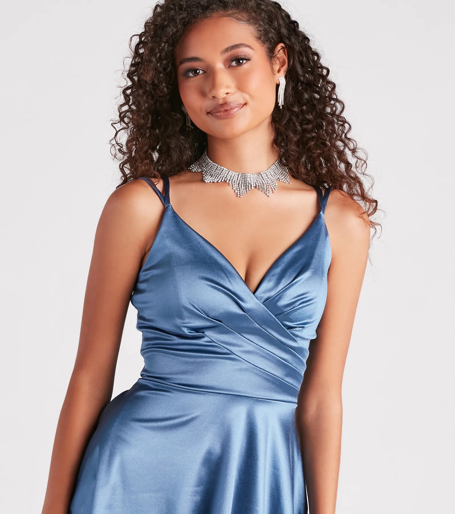 Swing Into It Satin V-Neck Skater Dress - Image 4