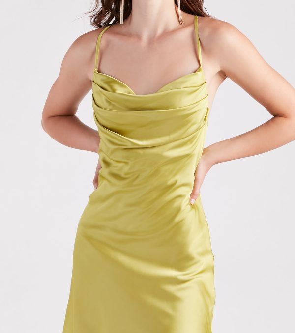 Remember Me Satin Cowl Neck A-Line Dress - Image 4