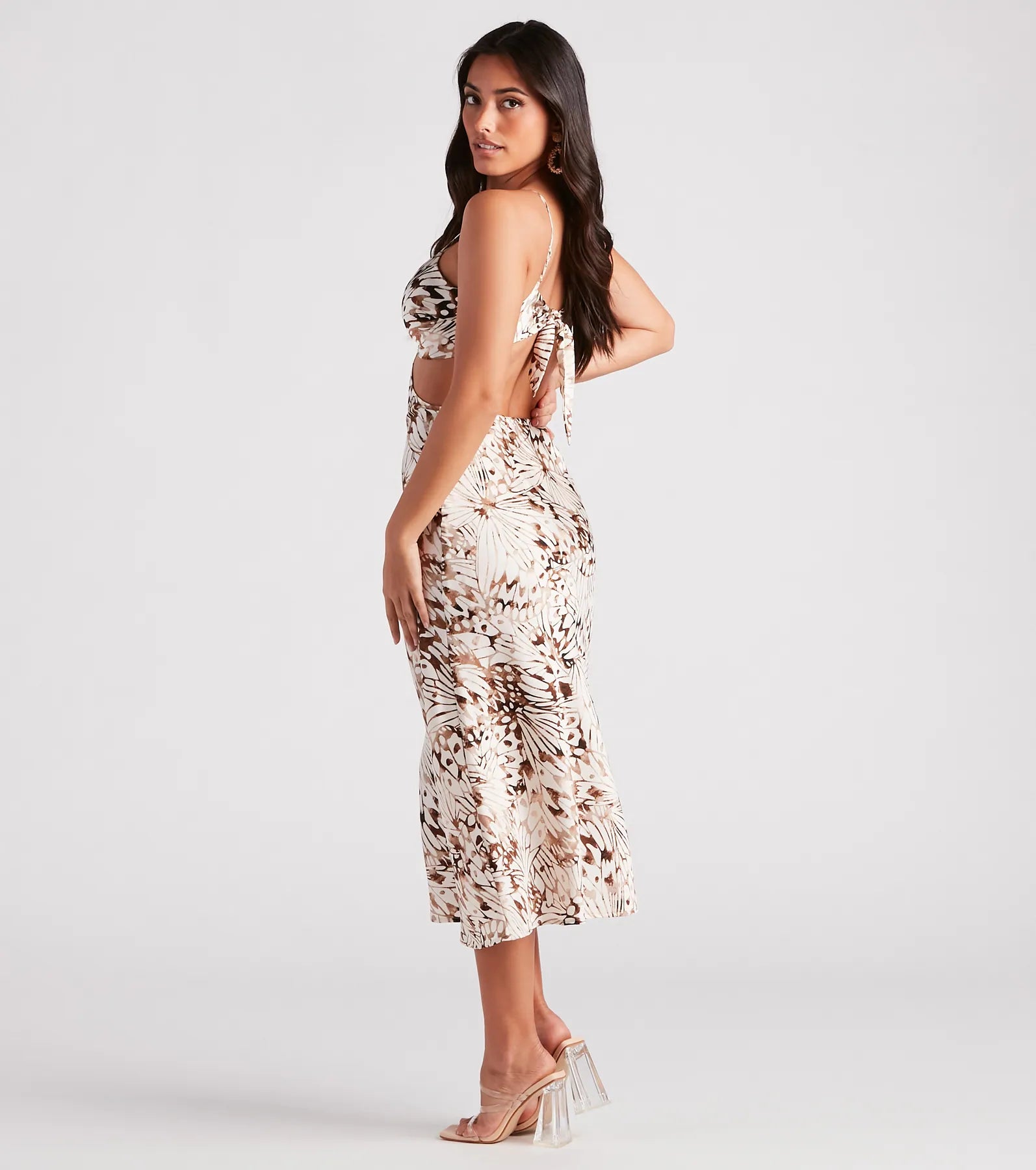 Favorite Moment Satin Printed Midi Dress - Image 2