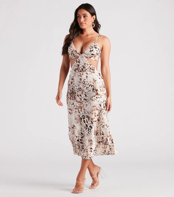 Favorite Moment Satin Printed Midi Dress - Image 3