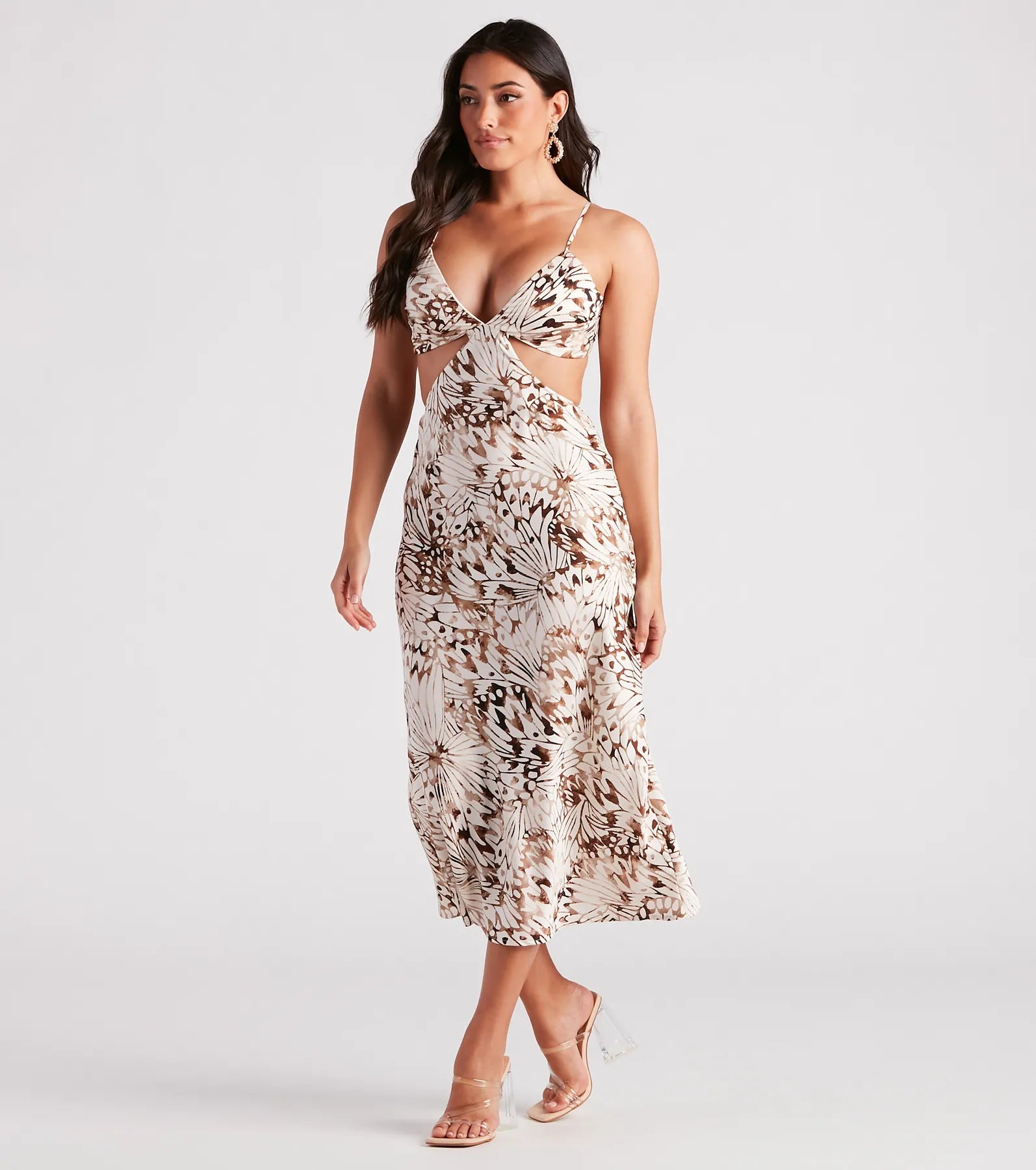 Favorite Moment Satin Printed Midi Dress - Image 3