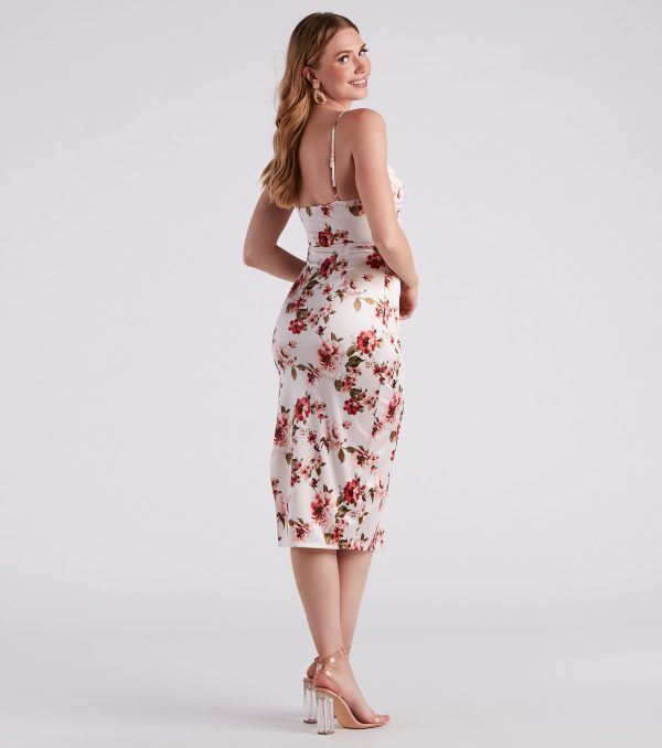 Framed In Floral Satin Midi Dress - Image 2
