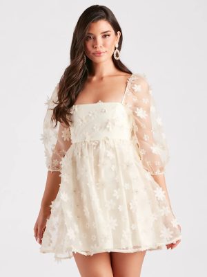 Dreaming Of Daisies Organza Babydoll Dress