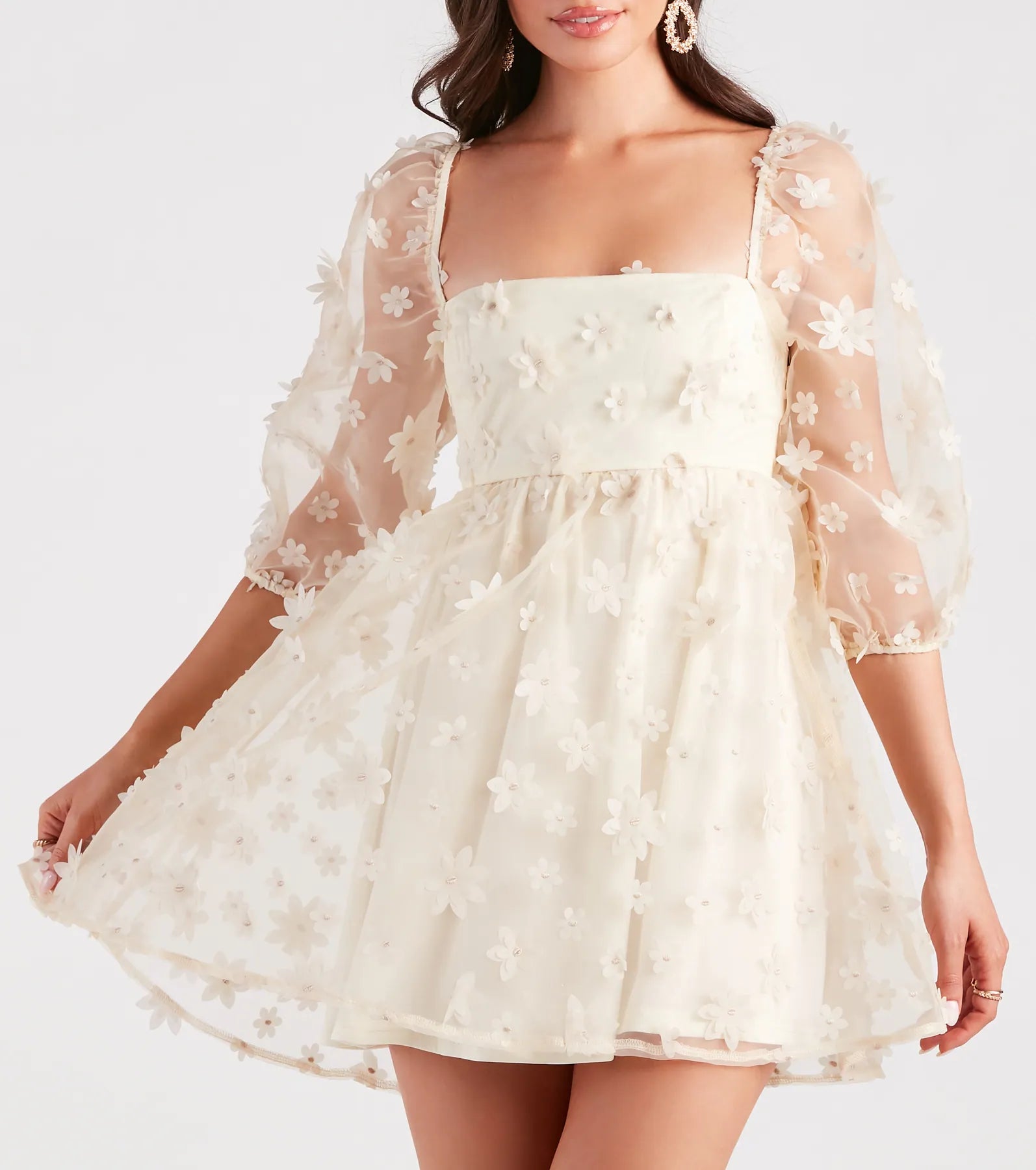 Dreaming Of Daisies Organza Babydoll Dress - Image 4
