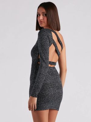 Moonlight Glitter One-Shoulder Dress