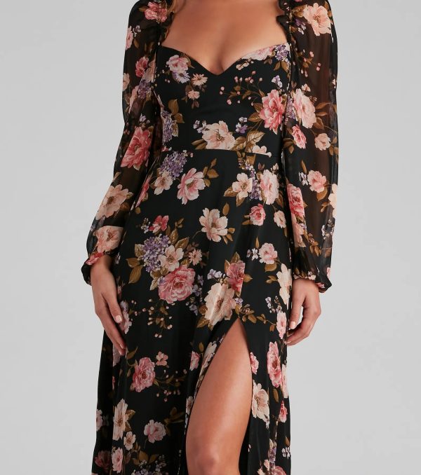 Swept Away Floral Chiffon Maxi Dress - Image 4