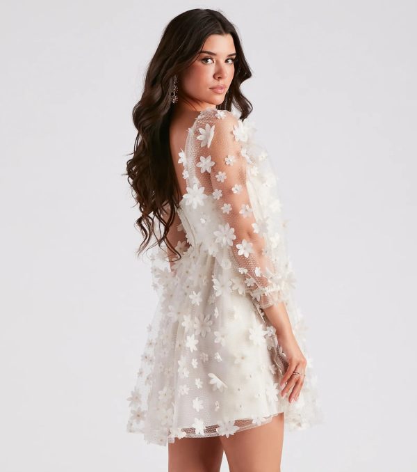 Sunshine Daisy Flower Mesh Skater Dress - Image 2