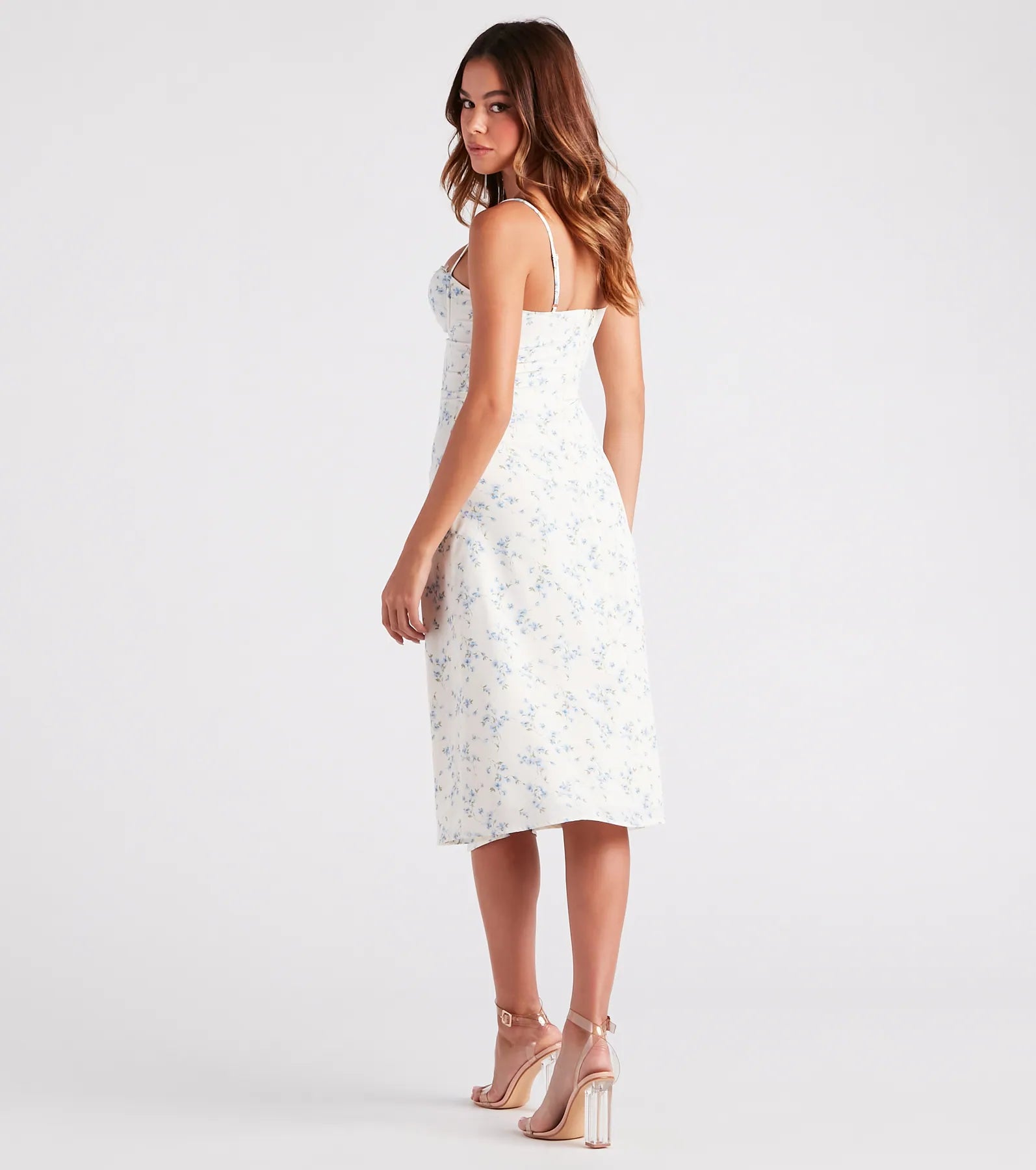 Lovely In Floral Lace Trim Midi Dress - Image 2
