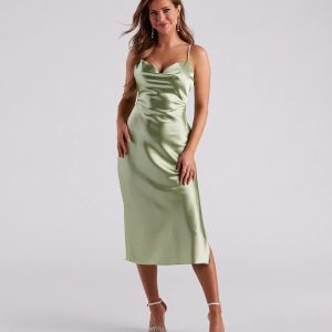 Silky Sleek Satin Slip Midi Dress