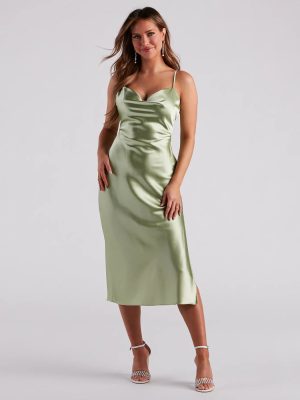 Silky Sleek Satin Slip Midi Dress