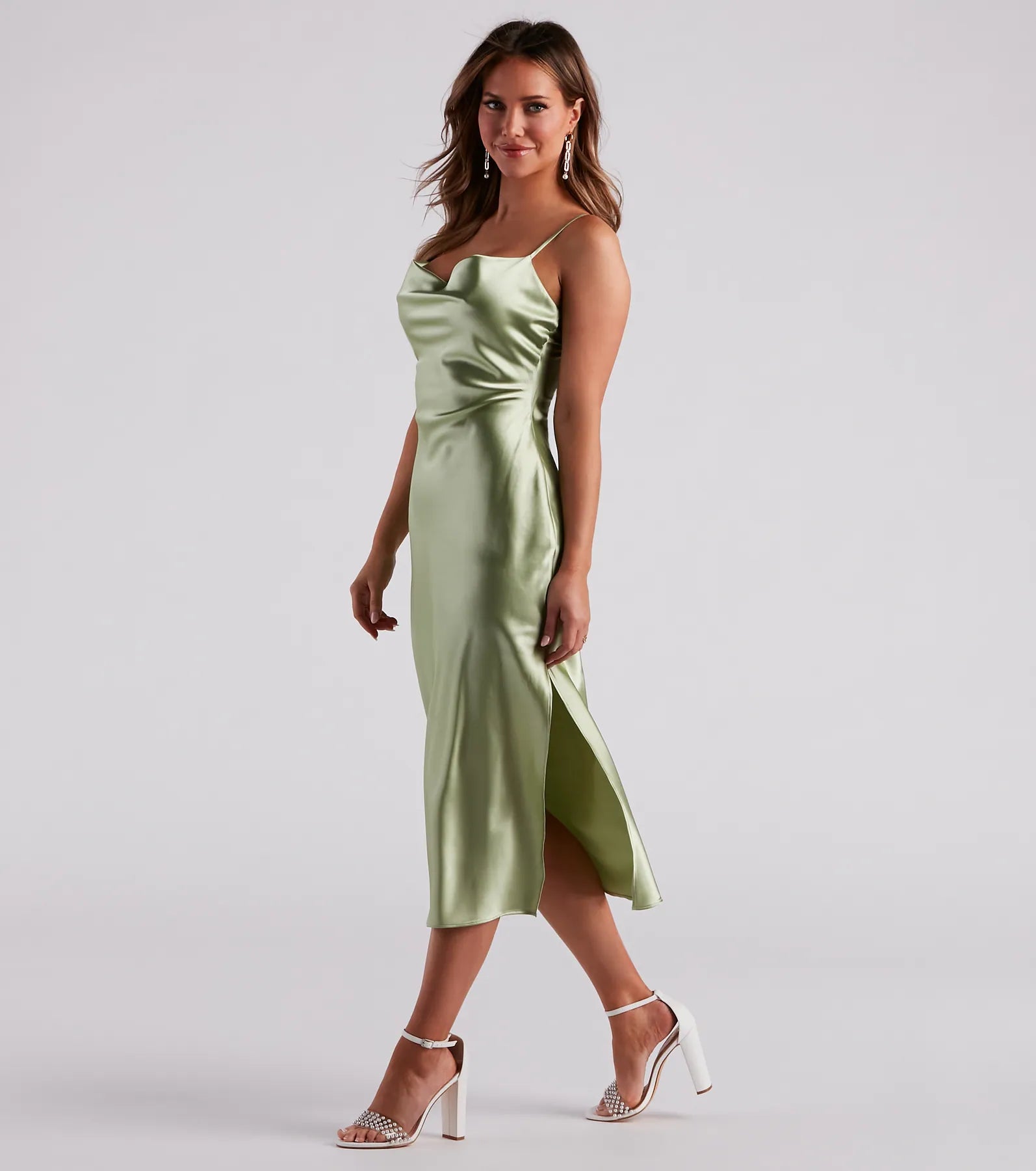 Silky Sleek Satin Slip Midi Dress - Image 3