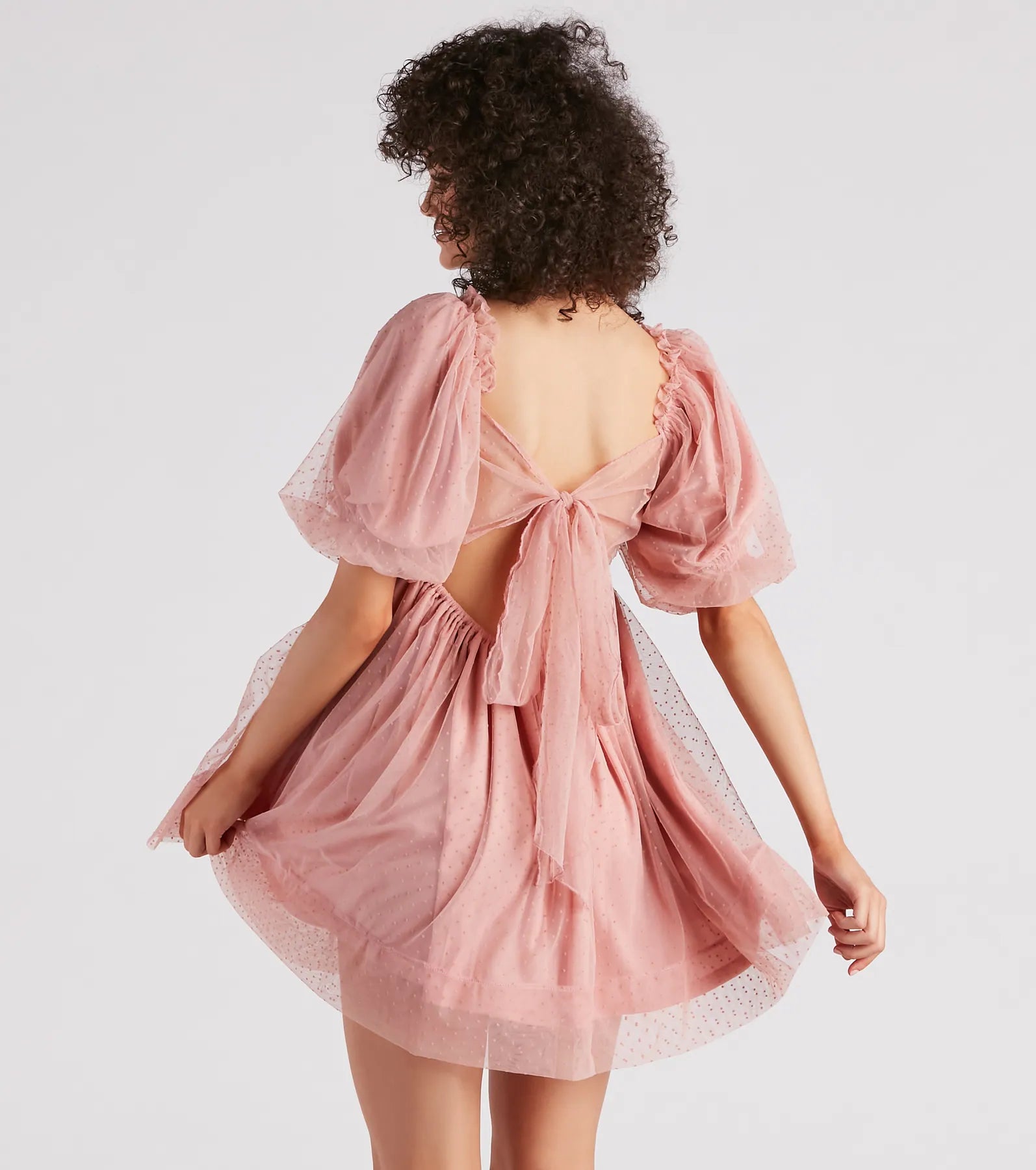 Whimsical Muse Chiffon Swiss Dot Skater Dress - Image 2