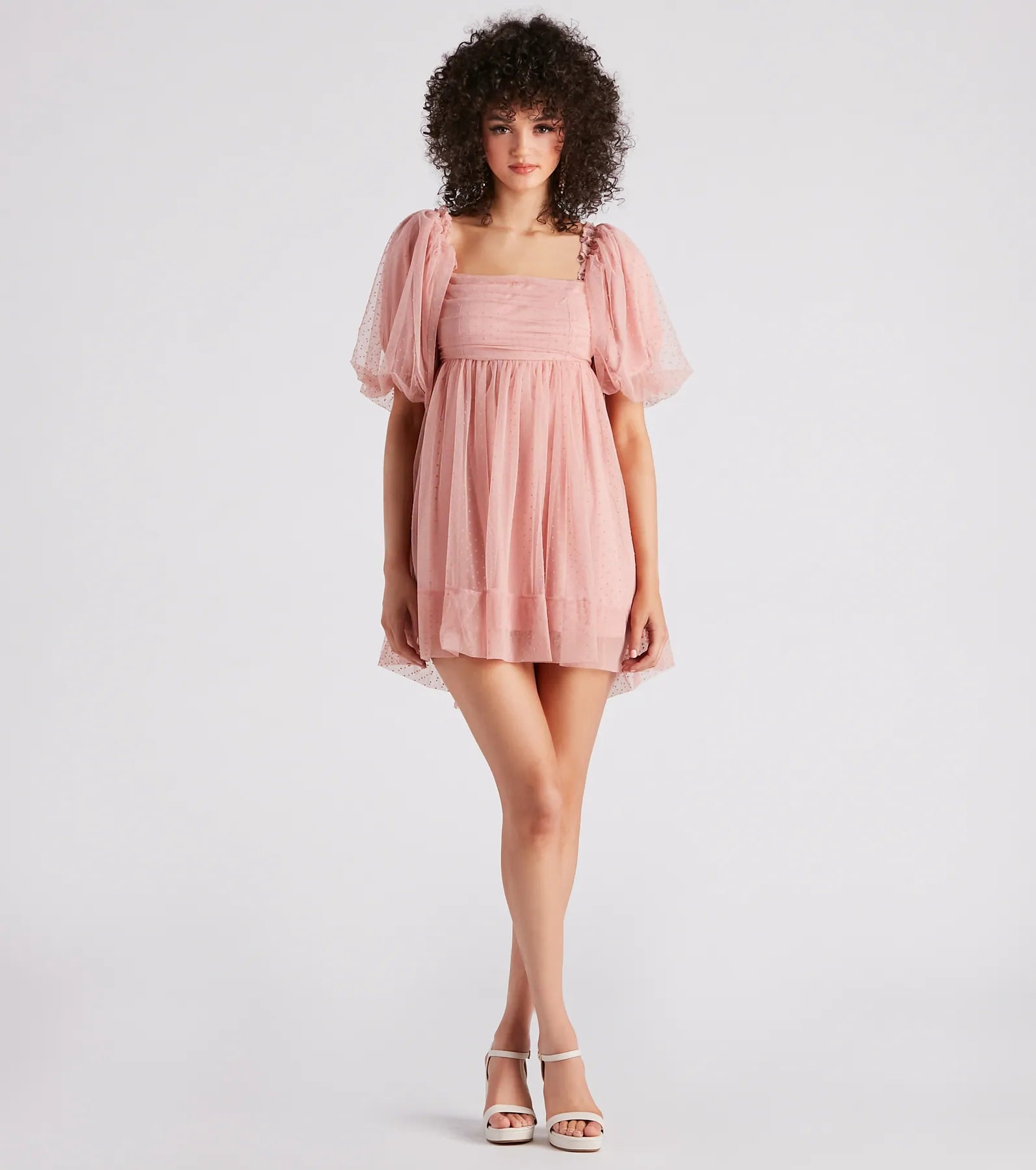 Whimsical Muse Chiffon Swiss Dot Skater Dress - Image 3