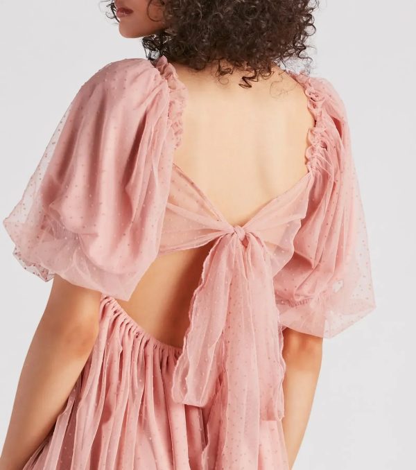 Whimsical Muse Chiffon Swiss Dot Skater Dress - Image 4
