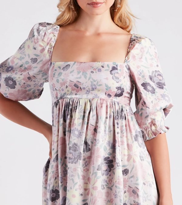 Take In The Beauty Satin Floral Midi Dress - Image 4