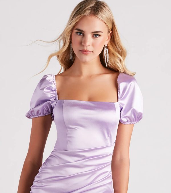 Smitten Over Satin Puff Sleeve Short Dress - Image 8