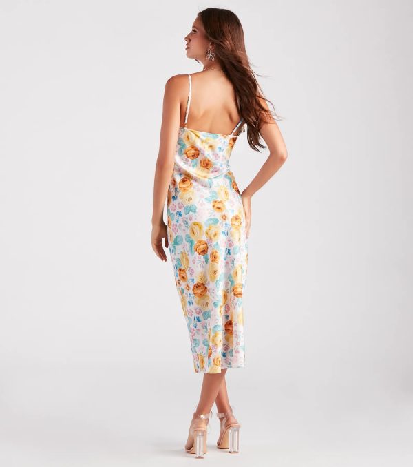 Major Admiration Satin Floral Midi Dress - Image 2