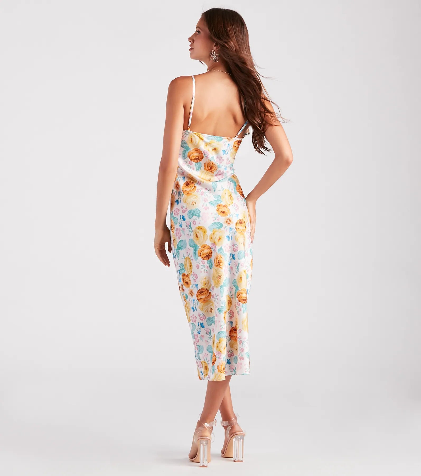Major Admiration Satin Floral Midi Dress - Image 2