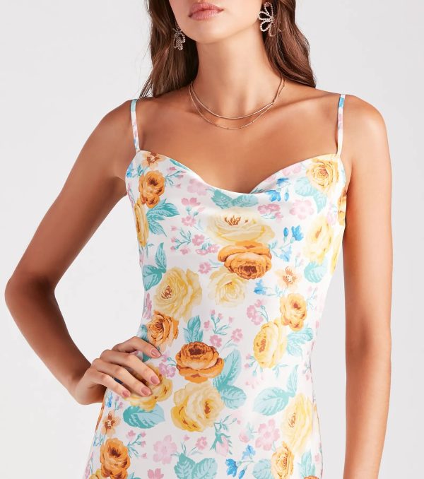 Major Admiration Satin Floral Midi Dress - Image 4