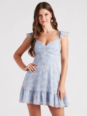 Garden Walks Ditsy Floral Chiffon Dress