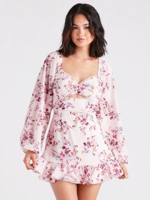 Ready For Floral Chiffon Ruffle Short Dress
