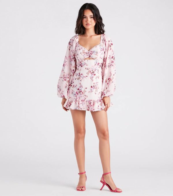 Ready For Floral Chiffon Ruffle Short Dress - Image 3