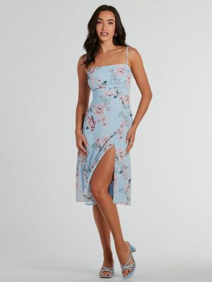 Floral Beauty Chiffon A-Line Midi Dress