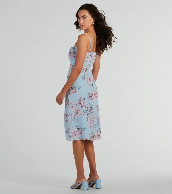 Floral Beauty Chiffon A-Line Midi Dress - Image 2