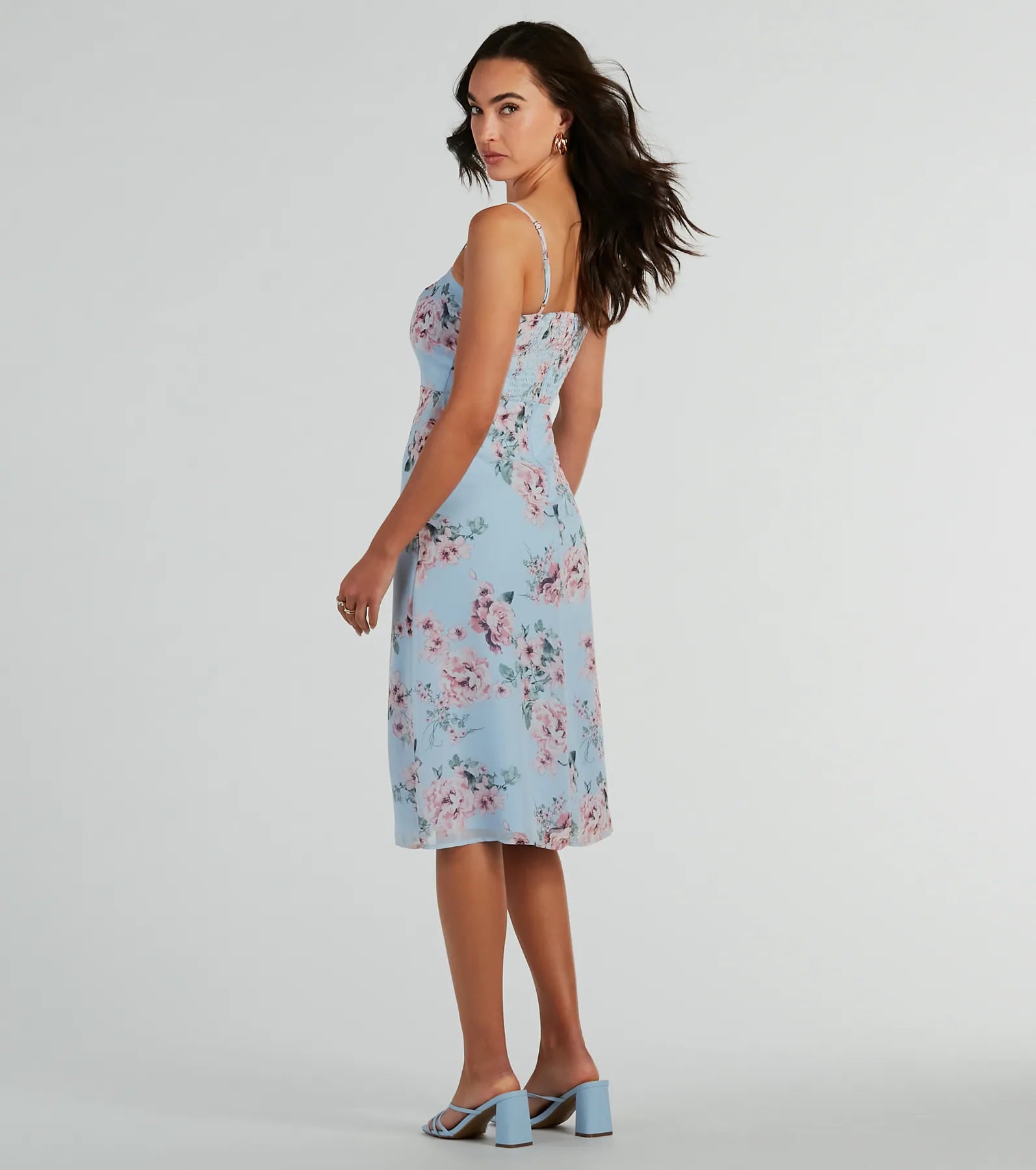 Floral Beauty Chiffon A-Line Midi Dress - Image 2