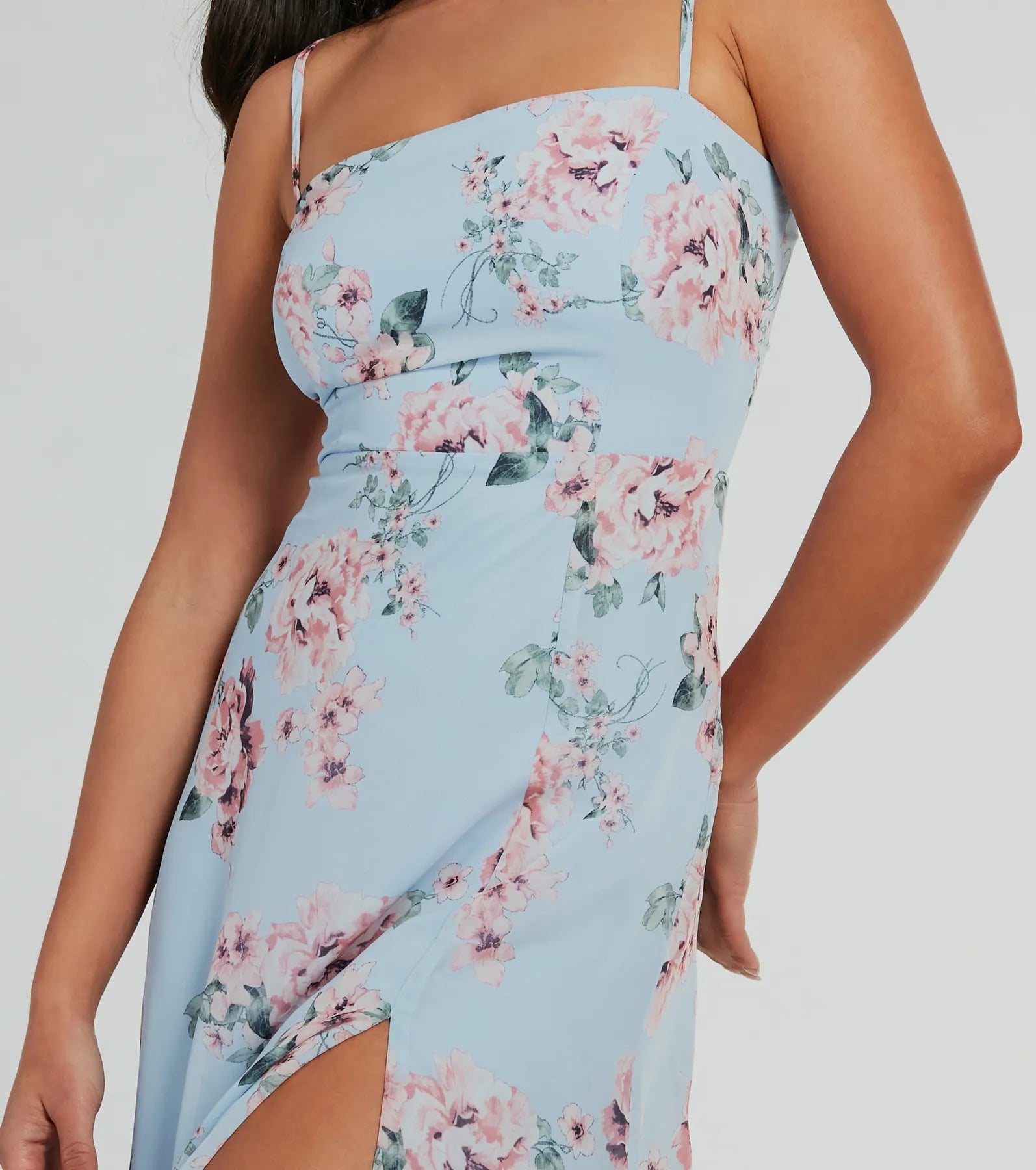 Floral Beauty Chiffon A-Line Midi Dress - Image 3
