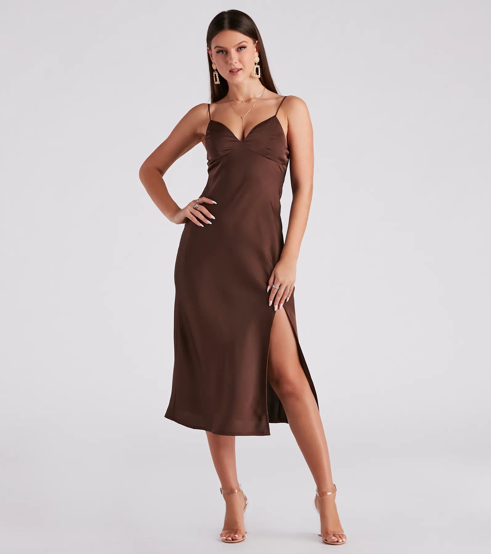 Rendezvous In Satin Slip Midi Dress - Image 7