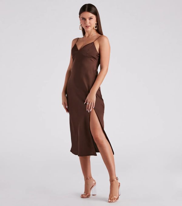 Rendezvous In Satin Slip Midi Dress - Image 9