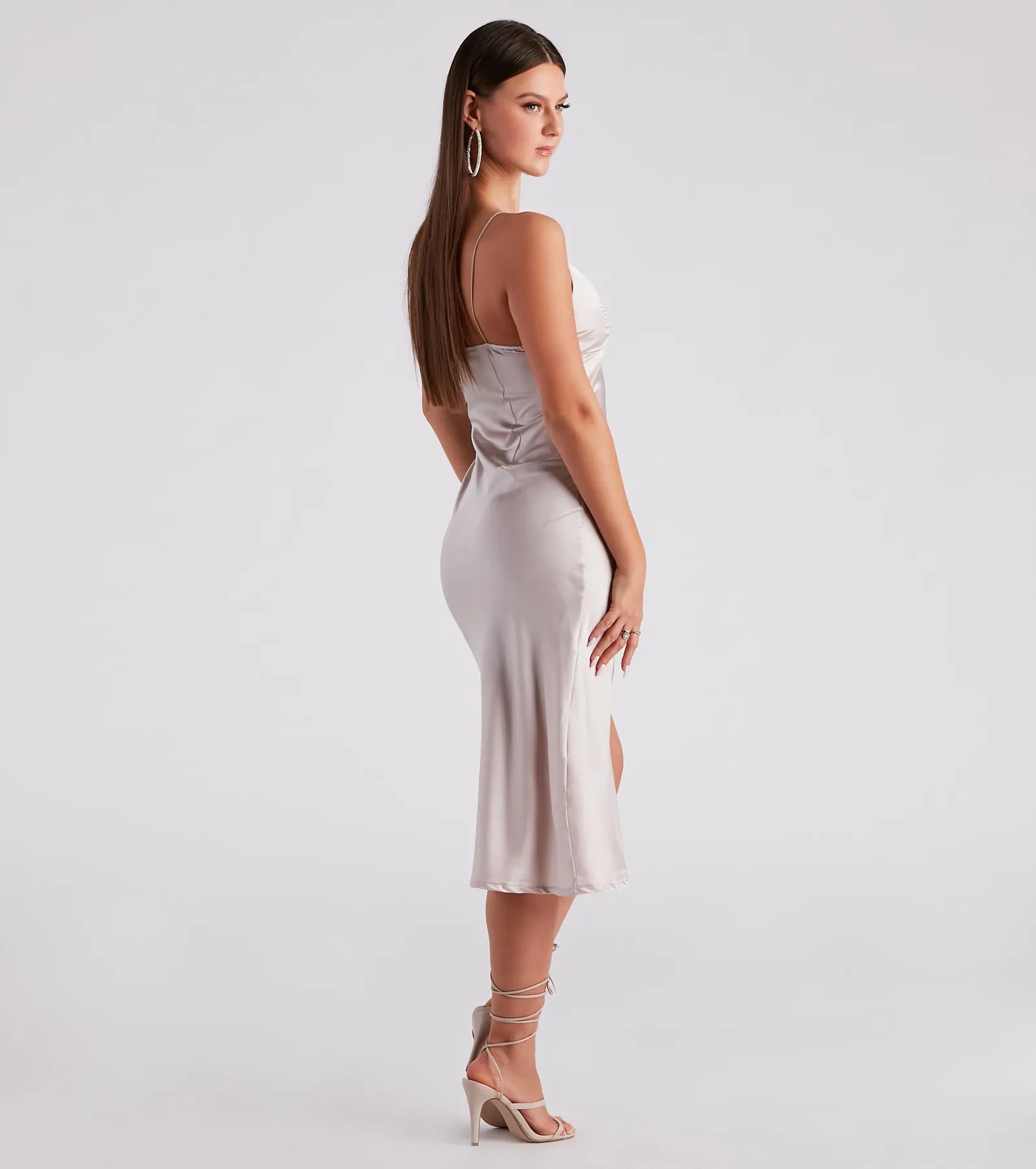 Rendezvous In Satin Slip Midi Dress - Image 2