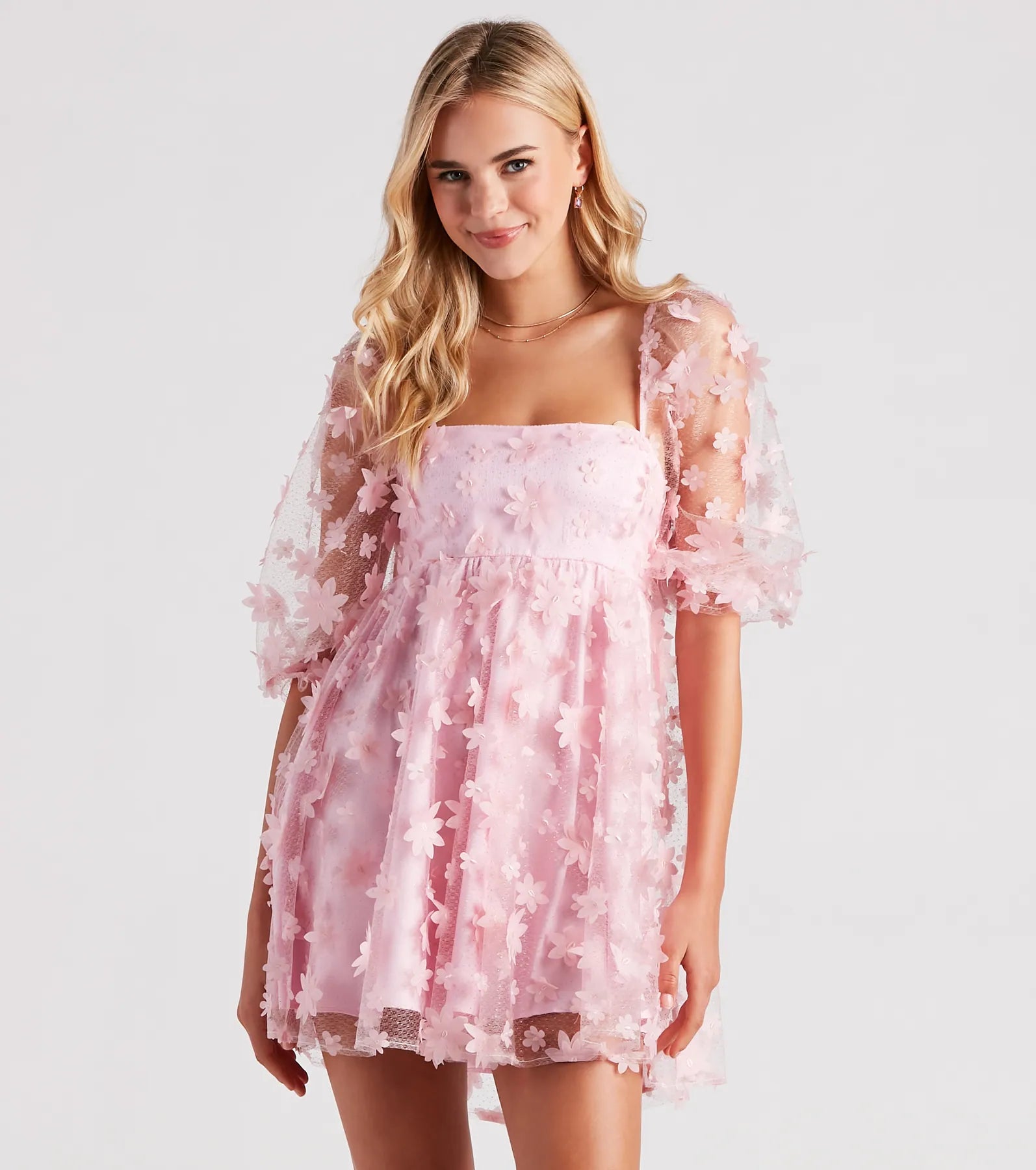 Sunshine Daisy Flower Mesh Skater Dress - Image 5