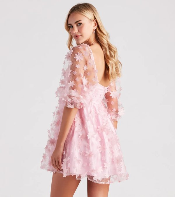 Sunshine Daisy Flower Mesh Skater Dress - Image 6