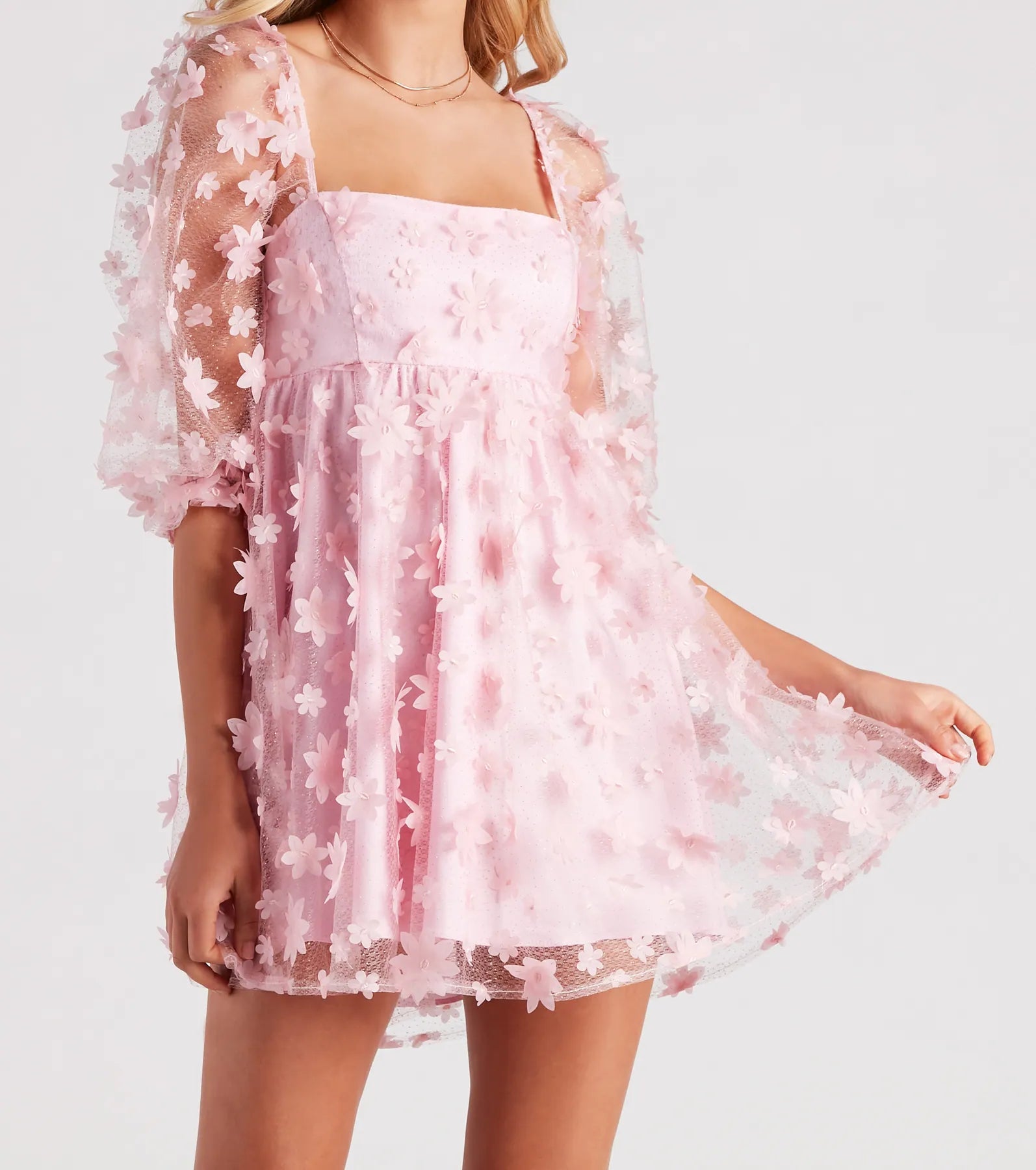 Sunshine Daisy Flower Mesh Skater Dress - Image 8