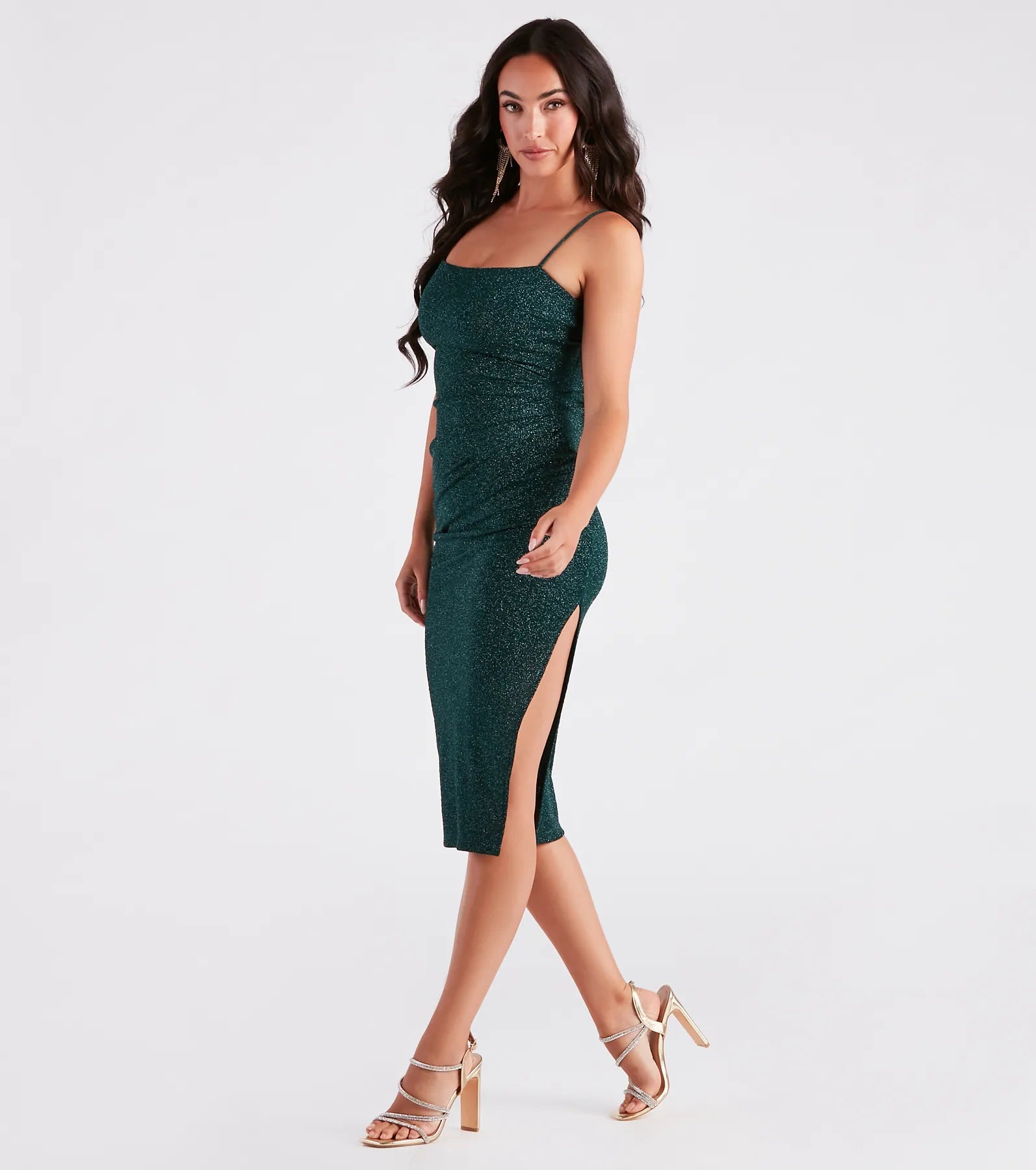 Glitzy Gorgeous Glitter Knit Midi Dress - Image 3