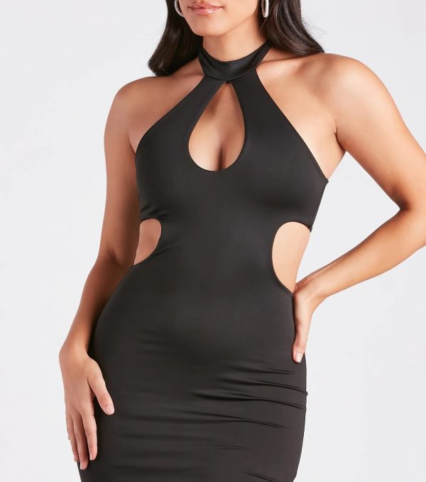 Sultry Standout Satin Cutout Midi Dress - Image 4