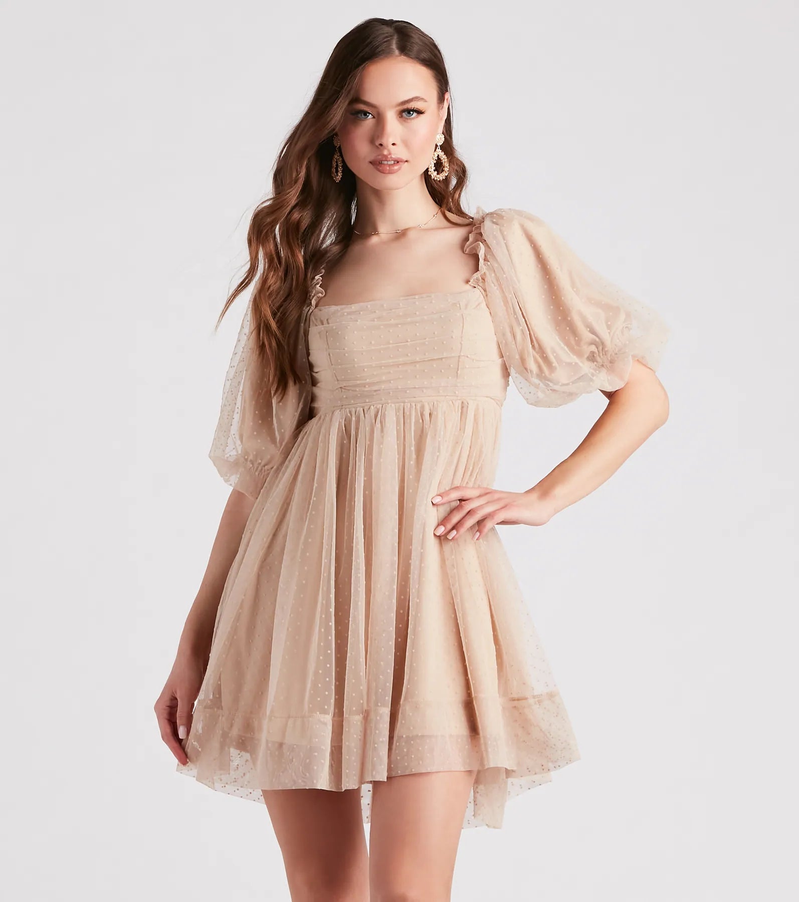 Whimsical Muse Chiffon Swiss Dot Skater Dress - Image 9