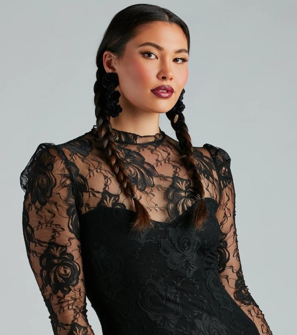 Iconic Girl Rose Lace Open Back Mini Dress - Image 4