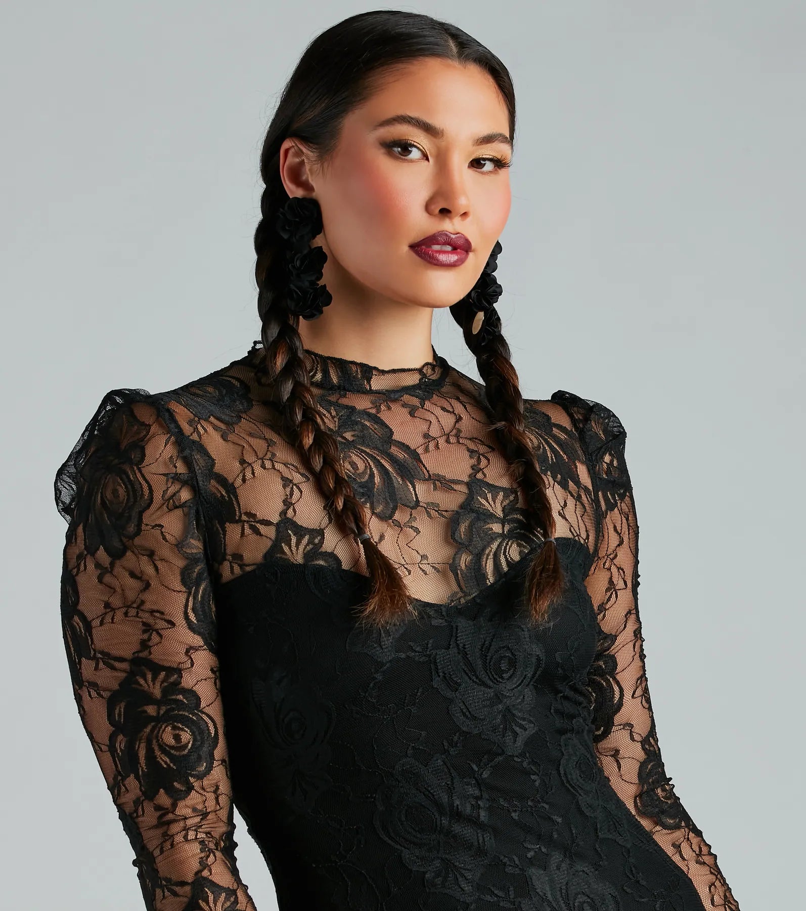 Iconic Girl Rose Lace Open Back Mini Dress - Image 4